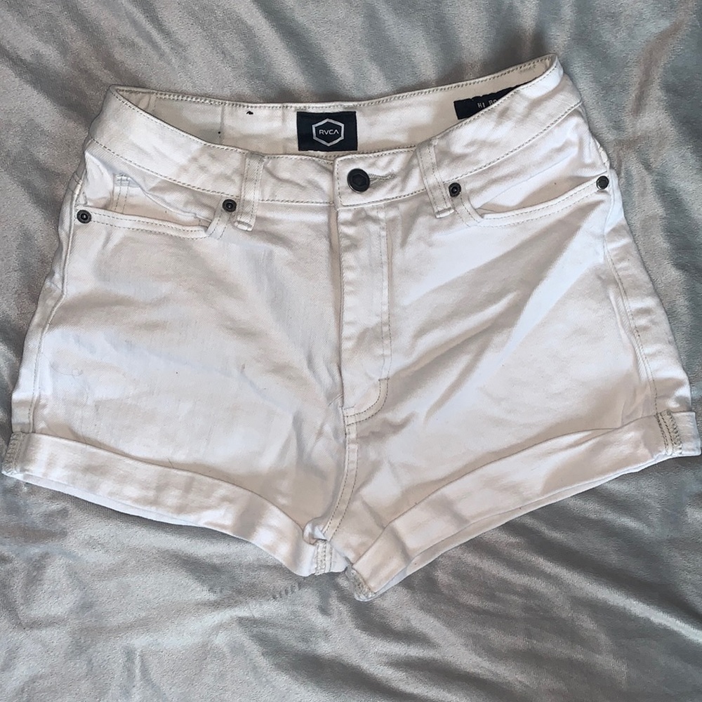 White high rise RVCA denim shorts